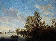 Salomon van Ruysdael River View near Deventer. painting
